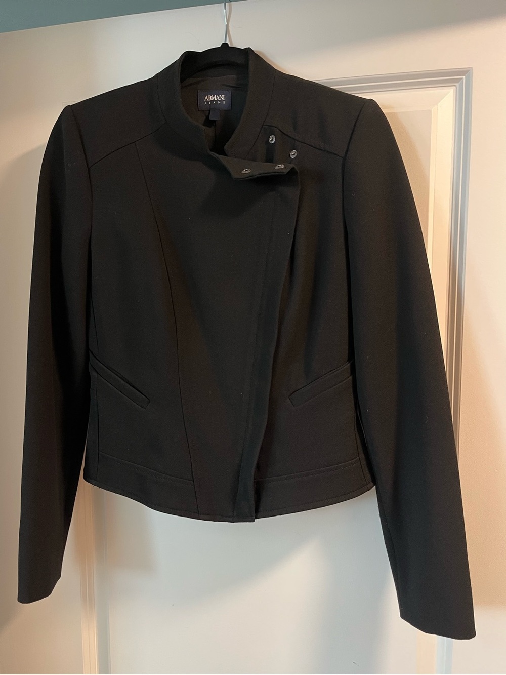 Armani Jeans Women's Black Asymmetrical Motorcycle Jacket
